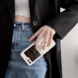 เคสโทรศัพท์มือถือ กันกระแทก ลายลิ้นจี่ พร้อมแหวนคล้อง หรูหรา สําหรับ Samsung Galaxy Z Flip 5 Z Flip5 Flip Z 5