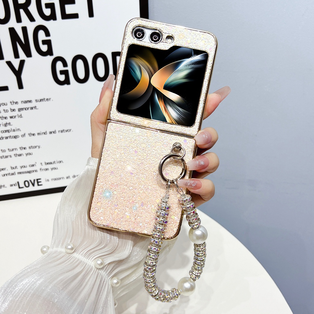 เคสโทรศัพท์-กันกระแทก-แบบฝาพับ-พร้อมสายโซ่คล้อง-สําหรับ-samsung-galaxy-z-flip-5-bling-pc-samsung-z-flip5-flip-z-5