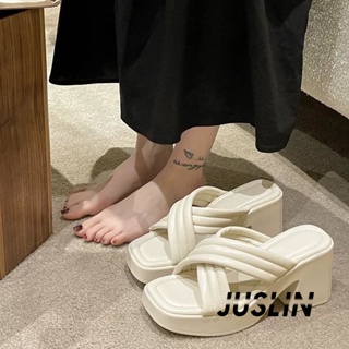 JUSLIN   รองเท้าแตะผู้หญิง ส้นแบน ใส่สบาย สไตล์เกาหลี รองเท้าแฟชั่น 2023 ใหม่  รุ่นใหม่ ทันสมัย ทันสมัย คุณภาพสูง B28G15W 37Z230910