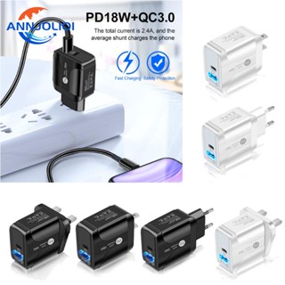 Ann EU US UK Plug 18W PD 3 0 อุปกรณ์ชาร์จโทรศัพท์มือถือ แบบพกพา QC3 0