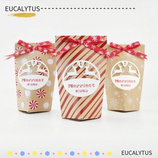 Eutus ถุงกระดาษใส่ขนม ลายคริสต์มาส สําหรับเด็ก 24 ชิ้น