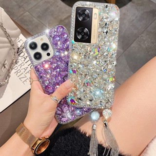 เคส Oppo A98 A78 5G A77s A58 A17 A17K A57 2022 A78 5G A96 A76 A95 A95 A74 5G A54 โทรศัพท์มือถือ ประดับพลอยเทียม ระยิบระยับ 3D หรูหรา สําหรับ