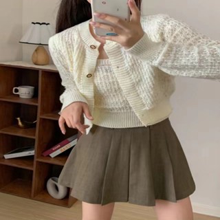 เสื้อแขนยาวลําลอง ผ้าถัก คอสูง กระดุมแถวเดียว เข้ากับทุกการแต่งกาย แฟชั่นฤดูใบไม้ร่วง สไตล์เกาหลี สําหรับเด็กผู้หญิง จํานวนสองชิ้น