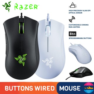 (จัดส่งรวดเร็ว 24 ชั่วโมง) Razer DeathAdder เมาส์ออปติคอลเล่นเกม แบบใช้สาย 10000DPI เซนเซอร์ Esports ออกแบบตามสรีรศาสตร์