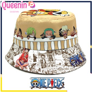 หมวกบักเก็ต ผ้าฝ้าย ลายลูฟี่ One Piece เหมาะกับใส่ตกปลากลางแจ้ง สําหรับผู้ชาย และผู้หญิง