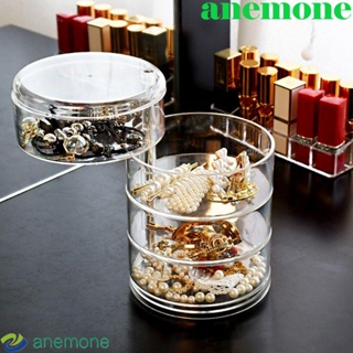 Anemone กล่องเก็บเครื่องประดับ ต่างหู สร้อยคอ หลายชั้น หมุนได้