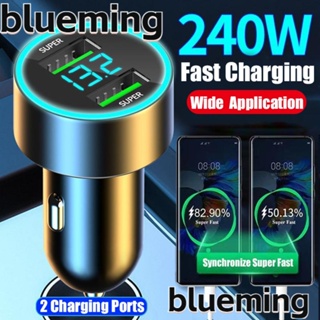 Blueming2 อะแดปเตอร์ชาร์จในรถยนต์ 240W พร้อมจอแสดงผลดิจิทัล USB สําหรับ IPhone 14 Max 13 12 11 Huawei