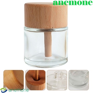 Anemone ขวดแก้วเปล่าใส่น้ํามันหอมระเหย 50 มล. พร้อมฝาปิดไม้ แบบพกพา สําหรับรถยนต์ สํานักงาน