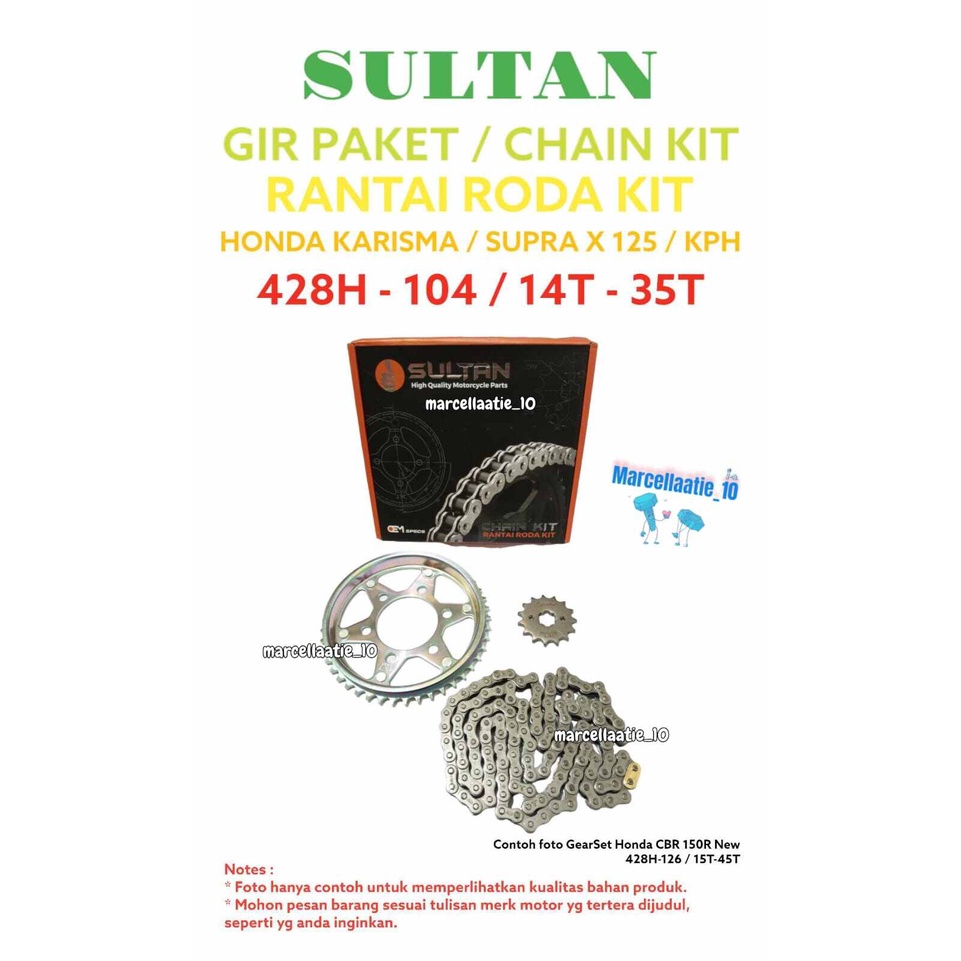 1 ชุด HONDA KARISMA/SUPR X 125 NEW/VERZA/KPH/428H104 14T35T GEARSET