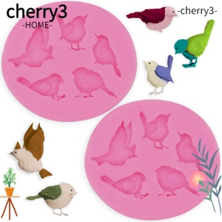 Cherry3 แม่พิมพ์ซิลิโคน รูปนก ธีมป่า สีชมพู 6.2x5.5x1 ซม. สําหรับตกแต่งเค้ก 2 ชิ้น
