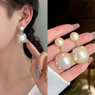 Ellastore123 ต่างหูระย้า ประดับมุกเทียม พลอยเทียม หรูหรา ไม่ทําให้เกิดอาการแพ้ เครื่องประดับแฟชั่น สําหรับผู้หญิง 1 คู่