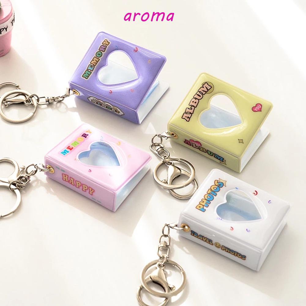 aroma-พวงกุญแจ-อัลบั้มรูปภาพ-รูปหัวใจกลวง-ขนาด-1-นิ้ว-สําหรับห้อยกระเป๋า-นามบัตร