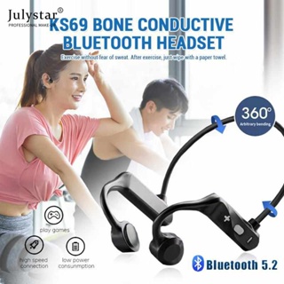 JULYSTAR Ks69 Bone Conduction ชุดหูฟังบลูทูธชุดหูฟังสเตอริโอชุดหูฟังไร้สายบลูทูธกีฬาหูฟังกันน้ำ