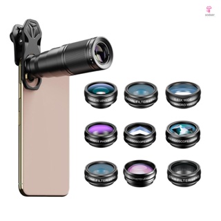 APEXEL 10-in-1 Phone Lens Kit with Telephoto Lens and Wide Angle Lens - Capture Stunning Photos on iPhone and Samsung