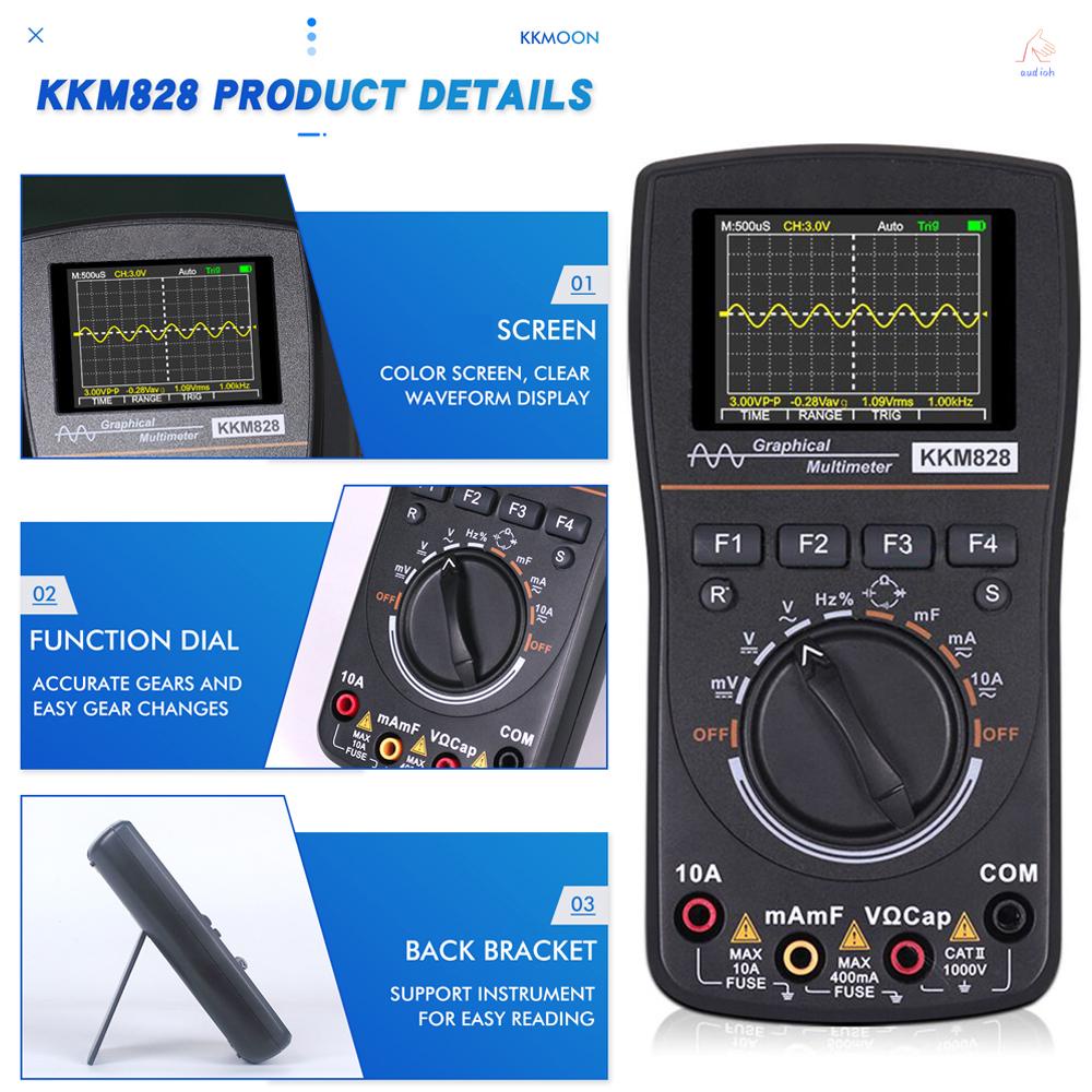 kkmoon-kkm828-มัลติมิเตอร์ออสซิลโลสโคปดิจิทัลอัจฉริยะ-2-in-1-พร้อมหน้าจอสี-2-4-นิ้ว-แบนด์วิดท์-1mhz-อัตราการสุ่มตัวอย่าง-2-5msps-สําหรับทดสอบ-diy-และอิเล็กทรอนิกส์