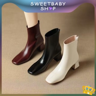 Sweetbaby💋ส่งเร็ว🚚รองเท้าบูท ส้นหนา แฟชั่นฤดูใบไม้ผลิ และฤดูใบไม้ร่วง สําหรับผู้หญิง 2023