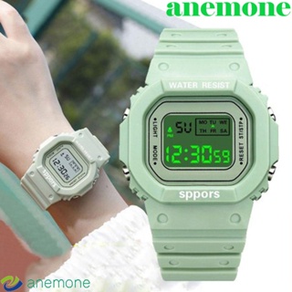 Anemone นาฬิกาข้อมือดิจิทัล LED อิเล็กทรอนิกส์ กันน้ํา แฟชั่นสําหรับเด็กผู้หญิง