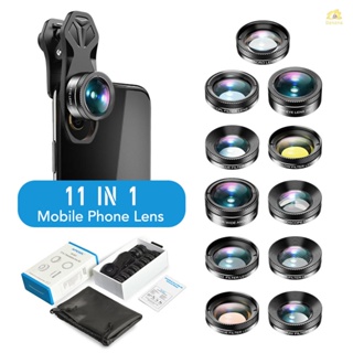 Banana_pie APEXEL APL-DG11 ชุดเลนส์กล้องโทรศัพท์ HD 11in1 140° เลนส์มุมกว้าง 205° Fisheye เลนส์คาไลโดสโคป ไล่โทนสี และคอลเต็มรูปแบบ