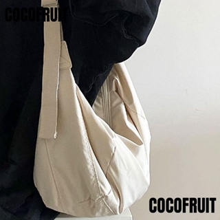 Cocofruit กระเป๋าสะพายไหล่ ผ้าฝ้าย น้ําหนักเบา จุของได้เยอะ สีพื้น สําหรับผู้หญิง