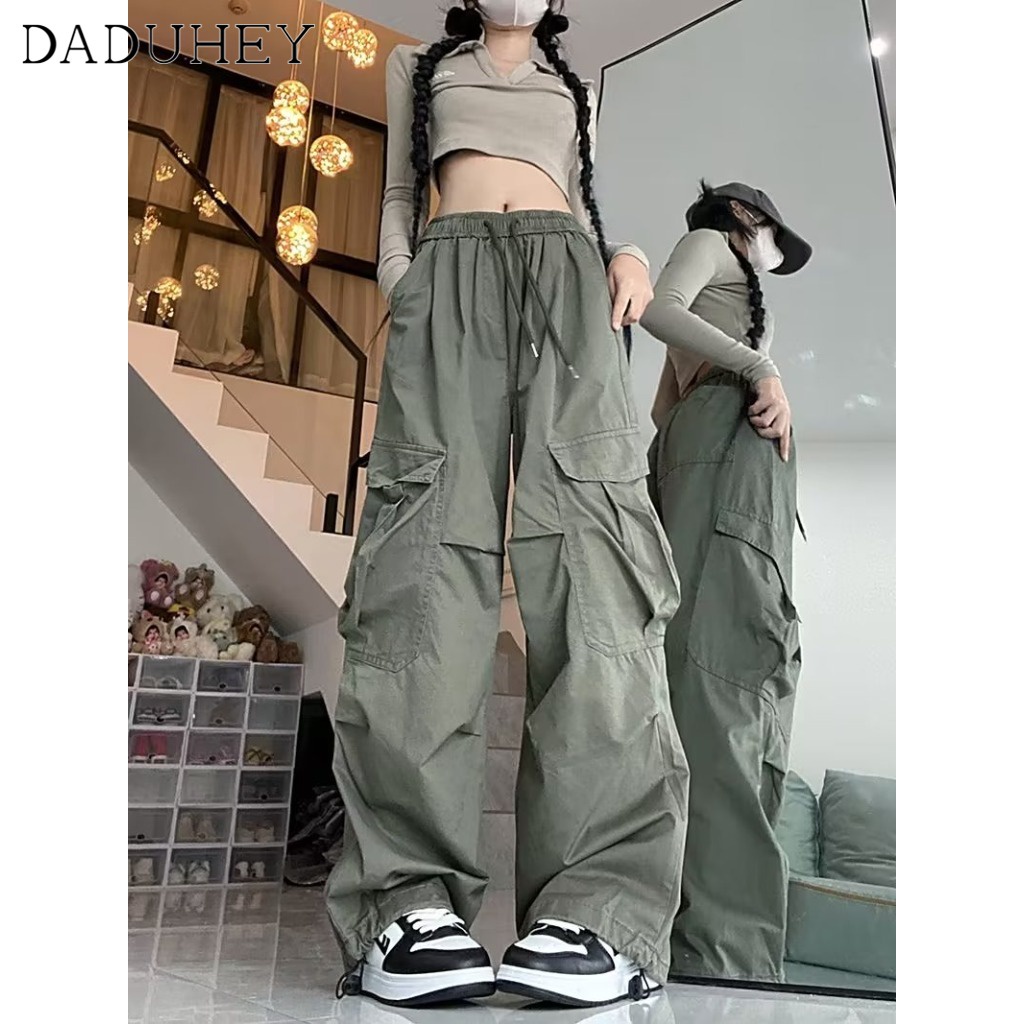 daduhey-womens-retro-american-style-high-waist-straight-overalls-pants-slim-wide-leg-hiphop-multi-pocket-casual-cargo-pants