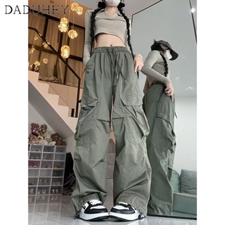 DaDuHey🎈 Womens Retro American Style High Waist Straight Overalls Pants Slim Wide-Leg Hiphop Multi-Pocket Casual Cargo Pants