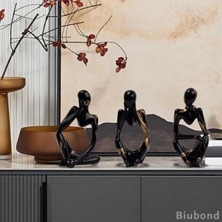 [Biubond] รูปปั้นเรซิ่น รูปคนนั่ง ศิลปะนามธรรม สไตล์โมเดิร์น สําหรับโต๊ะทํางาน 3 ชิ้น