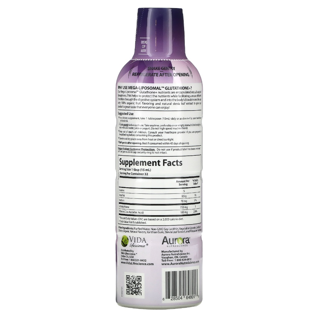 พร้อมส่ง Aurora Nutrascience Mega-Liposomal Vitamin C 3000 mg Glutathione+  Plus Vitamin C