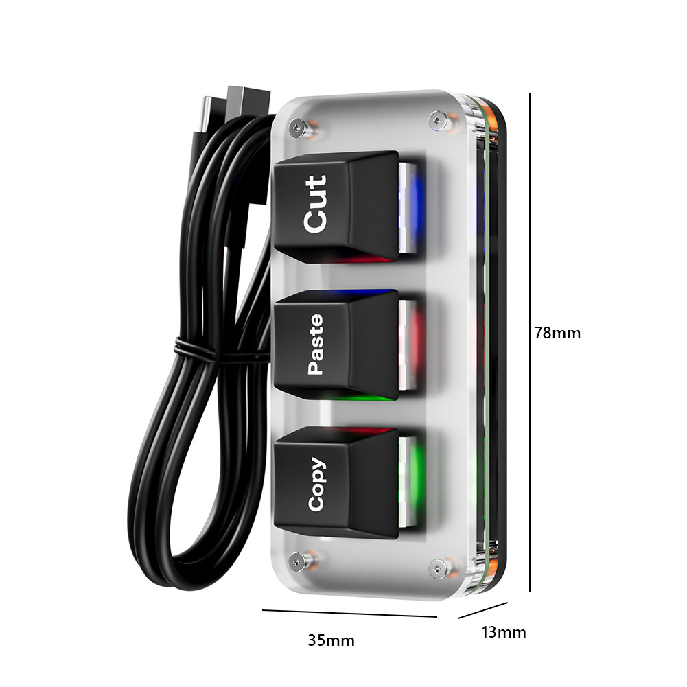 Rgb Mini Cut Copy Paste Keyboard Hotswap 3-Key Gaming Mechanical ...