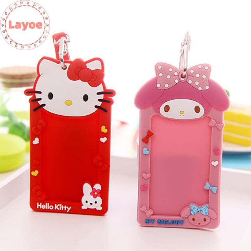 Layoe น่ารักการ์ตูน Hello Kitty สีแดง Pvc ยางนุ่ม 3 นิ้วผู้ถือบัตรสาว ...