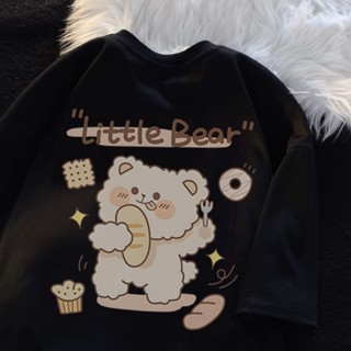หล่อ เสื้อยืดแขนสั้นผ้าฝ้ายฤดูร้อนเกาหลีสไตล์ต่างประเทศน่ารักพิมพ์หมี Unisex