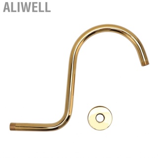 Aliwell Stainless Steel S Shaped Raised Shower Arm And Flange NPT Brushed Gold