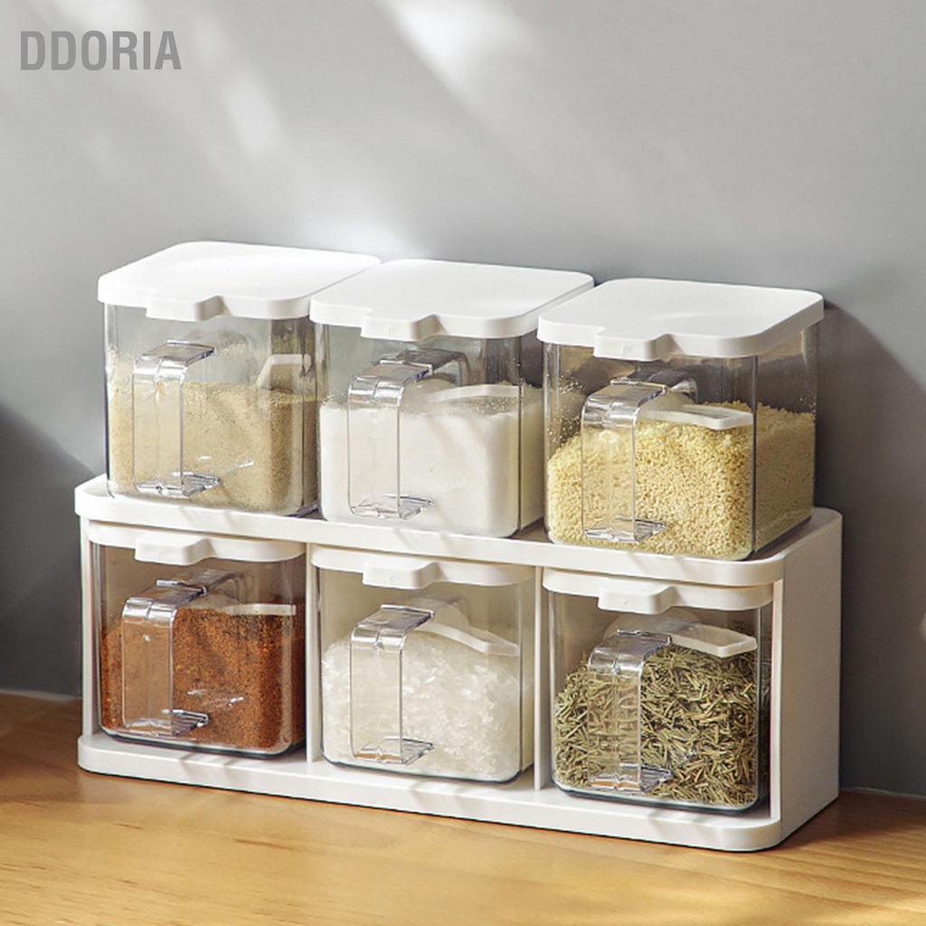 ddoria-กล่องปรุงรส-3-กริดพลาสติกใสเครื่องปรุงอาหารพร้อมที่จับและช้อนสำหรับเครื่องเทศเกลือน้ำตาล