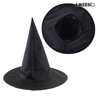 Ameesi หมวกแม่มด สีดํา เครื่องแต่งกายคอสเพลย์ ปาร์ตี้ฮาโลวีน สําหรับผู้ใหญ่