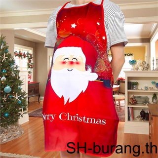 【Buran】ผ้ากันเปื้อน พิมพ์ลายซานตาคลอส คริสต์มาส สําหรับผู้หญิง และผู้ชาย เหมาะกับการทําอาหารค่ํา