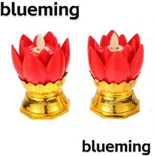 Blueming2 โคมไฟ LED รูปดอกบัว ใช้แบตเตอรี่ สีแดง สําหรับตกแต่งบ้าน 2 ชิ้น