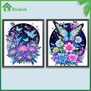 【Doub X ✮】ภาพวาดปักเพชร ทรงกลม ลายผีเสื้อ ดอกไม้ 5D DIY สําหรับตกแต่งบ้าน ✮