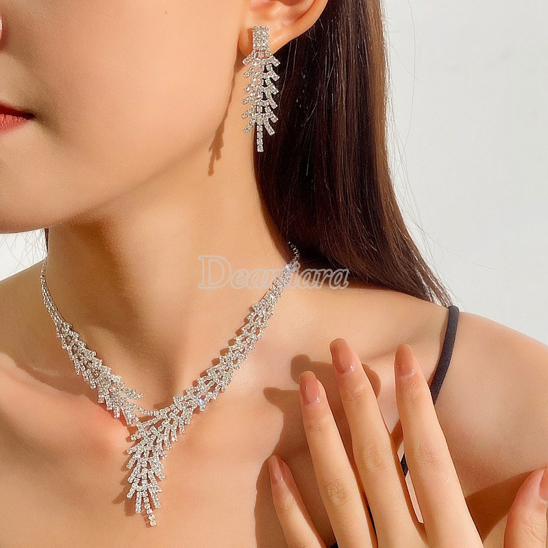 ชุดสร้อยคอ-ต่างหู-เครื่องประดับแฟชั่น-สไตล์ยุโรป-และอเมริกา-สําหรับเจ้าสาว-งานแต่งงาน