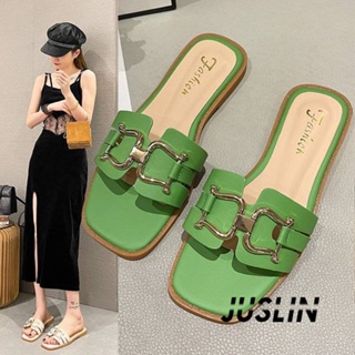 JUSLIN   รองเท้าแตะผู้หญิง ส้นแบน ใส่สบาย สไตล์เกาหลี รองเท้าแฟชั่น 2023 ใหม่  Stylish ทันสมัย Trendy สบาย B28G1CB 37Z230910