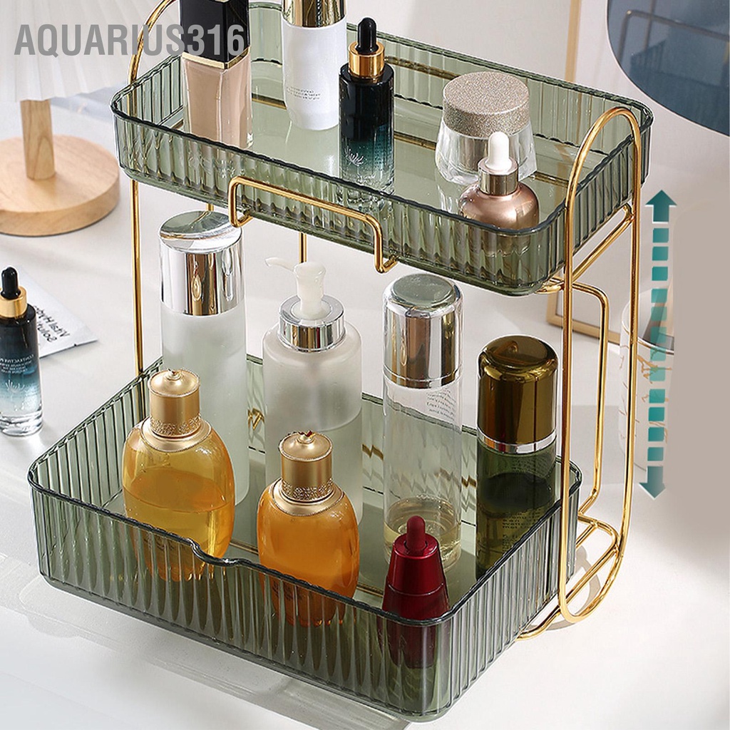 aquarius316-แต่งหน้า-2-ชั้นเคาน์เตอร์ห้องน้ำorganizerขนาดใหญ่ความจุผู้ถือเครื่องสำอางชั้นวางสำหรับห้องนอนdresser