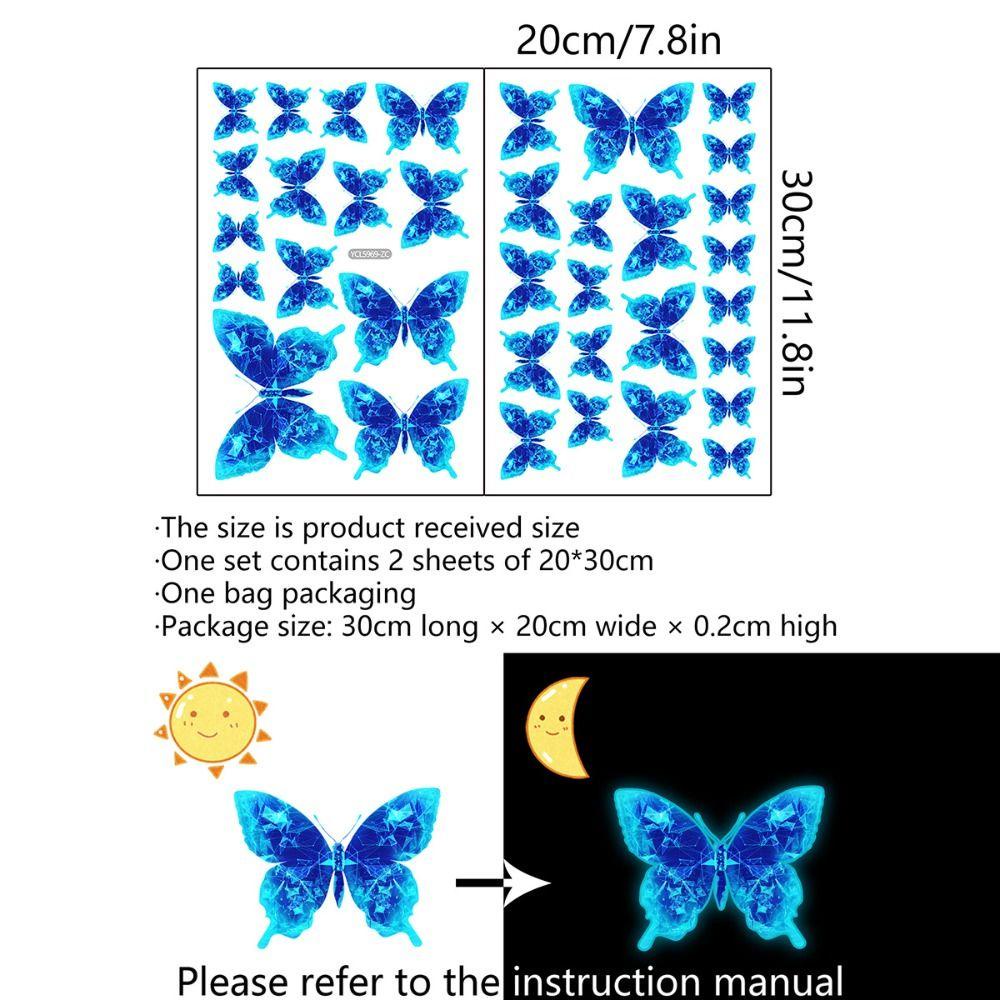 cherry3-สติกเกอร์ติดผนัง-ลายผีเสื้อ-เรืองแสงในที่มืด-ลอกออกได้-สําหรับห้องนอนเด็ก