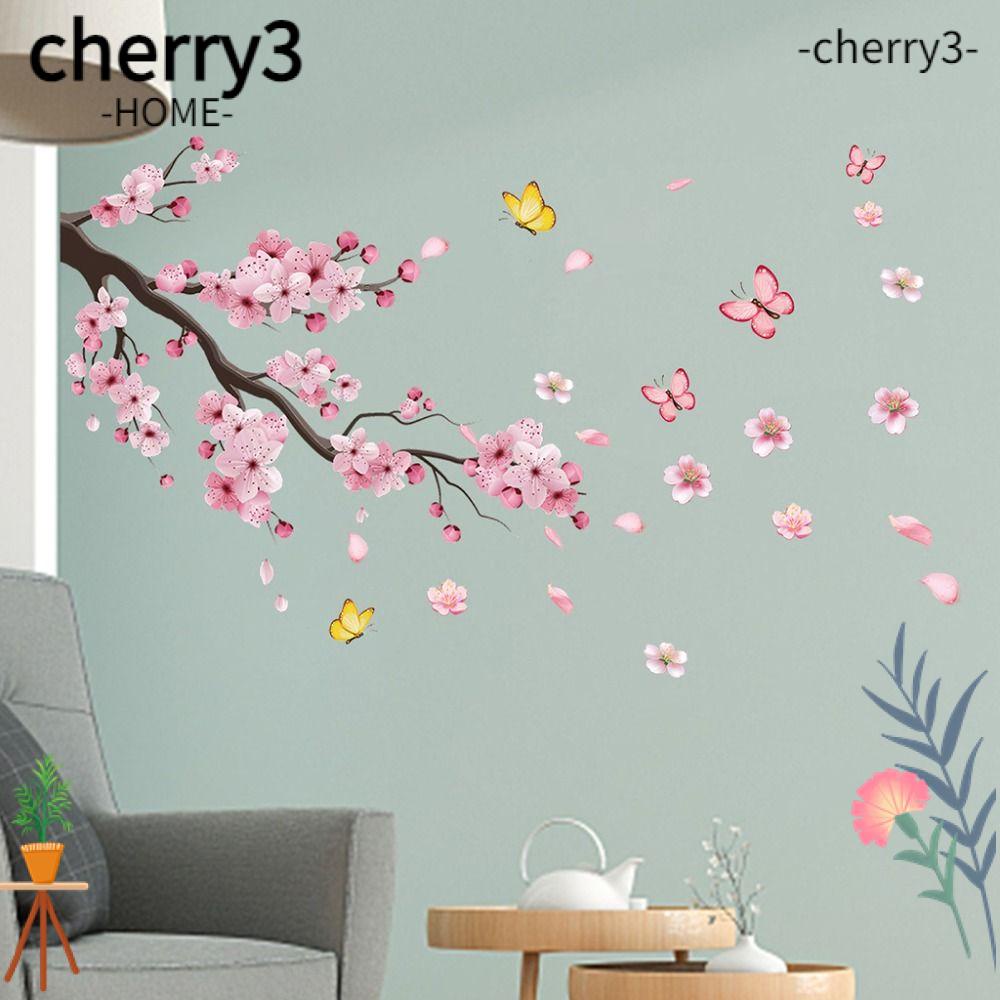 cherry3-สติกเกอร์-pvc-ลายดอกไม้-ผีเสื้อ-ดอกพลัม-สําหรับติดตกแต่งผนังบ้าน-ห้องนั่งเล่น