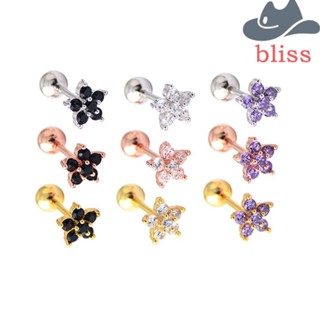 Bliss ต่างหูสเตนเลส ประดับเพทาย เครื่องประดับ สําหรับผู้หญิง