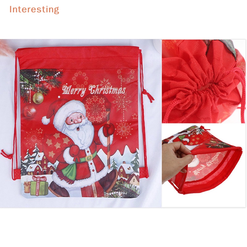 interesting-กระเป๋าเป้สะพายหลัง-หูรูด-ลายซานตาคลอส-ของขวัญคริสต์มาส