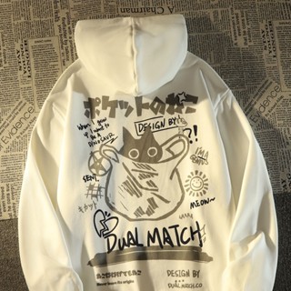 เสื้อกันหนาวแขนยาว มีฮู้ด พิมพ์ลายการ์ตูนอนิเมะ ทรงหลวม ขนาดใหญ่ แบบเรียบง่าย สไตล์ญี่ปุ่น เหมาะกับฤดูหนาว สําหรับผู้ชาย และผู้หญิง