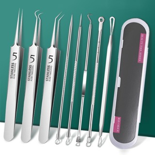 ชุดเครื่องมือแหนบกําจัดสิวเสี้ยนบนใบหน้า ผลิตภัณฑ์ดูแลผิวหน้า 5 ชิ้น