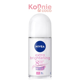 NIVEA Deo Extra Brightening Roll On 50ml นีเวีย ดีโอ เอ็กซ์ตร้า โรลออน สูตรฟื้นบำรุงผิวคล้ำเสีย.