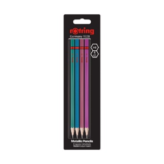 ROTRING ดินสอไม้ HB  Metallic คละสี (แพ็ค4แท่ง)