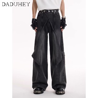 DaDuHey🔥 Mens 2023 New Trendy Ins Fashionable Loose Casual Pants American Style Retro Washed All-Match Straight Jeans