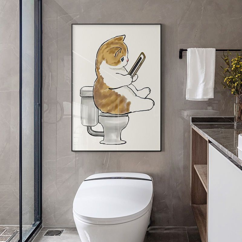 ภาพวาดจิตรกรรมฝาผนัง-รูปการ์ตูนแมว-สไตล์ญี่ปุ่น-ไร้กรอบ-สําหรับแขวนตกแต่งผนังห้องน้ํา-ห้องนอนเด็ก-ห้องนั่งเล่น
