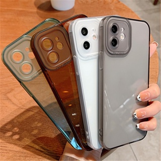 เคสโทรศัพท์มือถืออ่อน for iPhone 14 11 12 13 Pro Max 7 8 Plus X XR Xs Max SE 2020 โปร่งใสตัวป้องกันกล้อง กันกระแทก